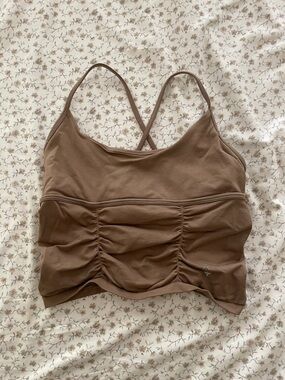 Free People Movement Brown Ruched Strappy Crop Tank Top